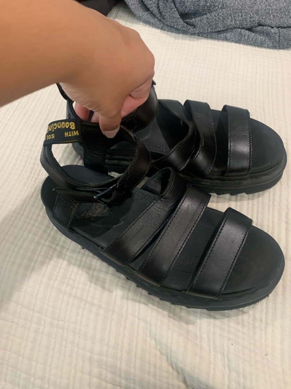 Dr. Martens Black Leather Strappy Espadrille Sandals